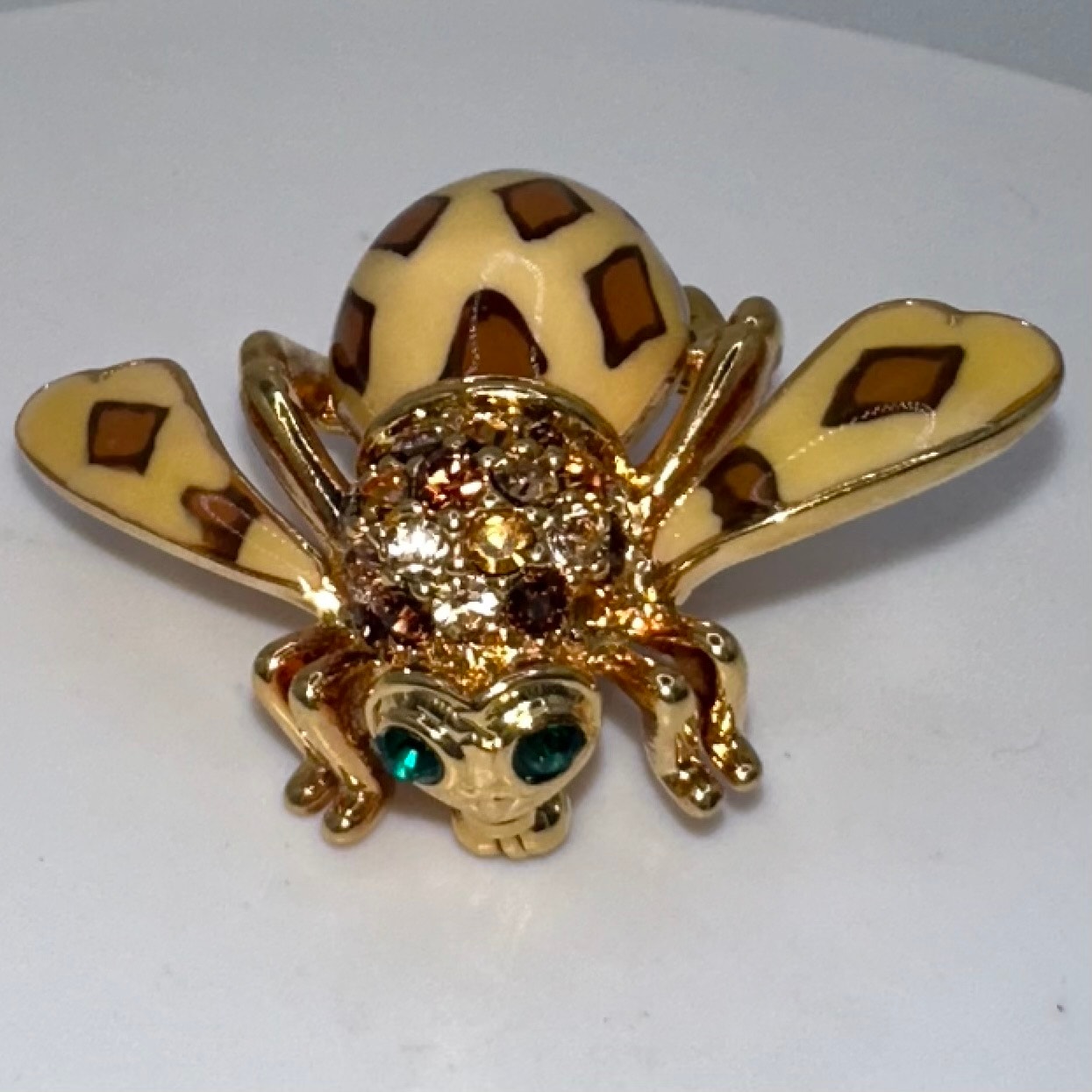 Joan Rivers Joan Of The Jungle Vintage Gold Tone Bumblebee Rhinestones Brooch 85$